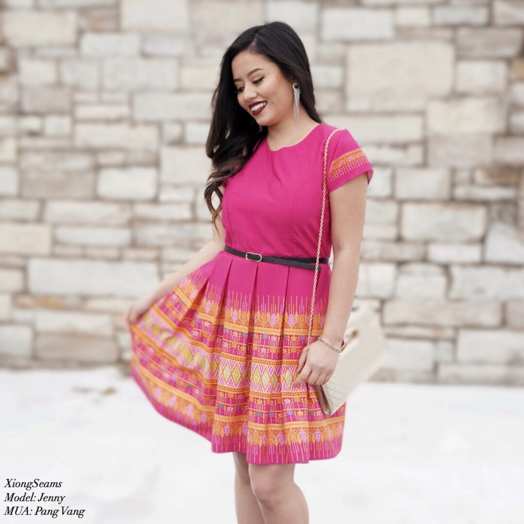 CLEARANCE Magenta & Gold Pleat Dress | XiongSeams